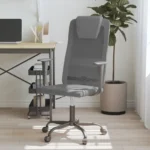 Height Adjustable Office Chair - Grey Mesh Fabric And Faux Leather