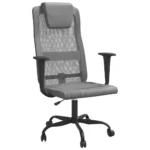 Height Adjustable Office Chair - Grey Mesh Fabric And Faux Leather