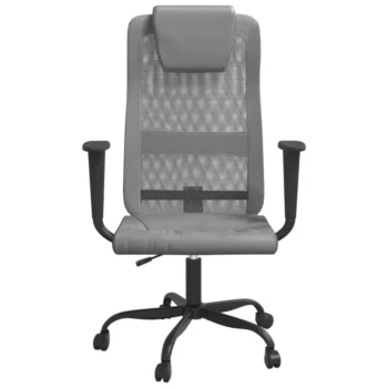 Height Adjustable Office Chair - Grey Mesh Fabric And Faux Leather