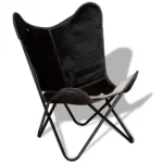 Butterfly Chair - Genuine Goat Leather - Black and White - 74 x 66 x 90cm