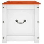 Storage Chest With Brown Lid - Solid Acacia Wood - White