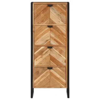 Bathroom Cabinet - Solid Acacia Wood And Iron - 40 x 30 x 100cm