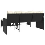 PE Rattan Garden Sofa with Table & Cushions - L-Shaped - Black