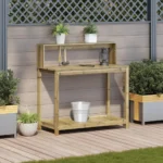 Potting Table/Bench With Shelves - Impregnated Wood Pine - 108 x 50 x 109.5cm