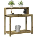 Potting Table/Bench With Shelves - Impregnated Wood Pine - 108 x 50 x 109.5cm