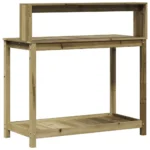 Potting Table/Bench With Shelves - Impregnated Wood Pine - 108 x 50 x 109.5cm