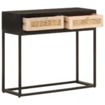 Console Table - Solid Mango Wood And Iron - Black - 90 x 30 x 76cm