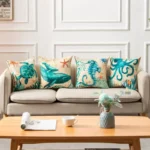 4 Eye-Catching Coastal Motif Cushion Covers - 45cm x 45cm