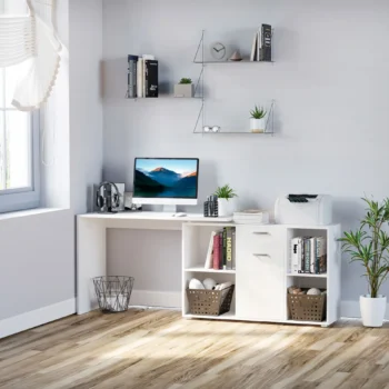 Modern L-Shaped Computer Desk - White - 120 x 115 x 76cm