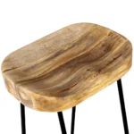 x2 Bar Stools - Solid Mango Wood And Iron - 41 x 44 x 76cm