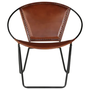 Real Leather Ring Shaped Chair - Brown - 69 x 69 x 69cm