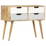 Sideboard - Solid Mango Wood - White & Grey - 85 x 40 x 71cm