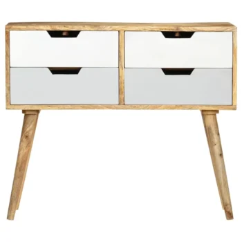 Sideboard - Solid Mango Wood - White & Grey - 85 x 40 x 71cm