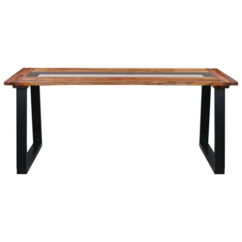 Live Edge Dining Table - Solid Acacia Wood And Glass - 180 x 90 x 75cm