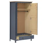 2 Door Wardrobe - Solid Pine Wood - Grey - 89 x 50 x 170cm