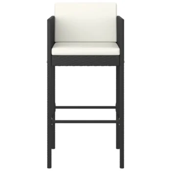 x4 Poly Rattan Bar Stools With Cushions - Black - 50 x 48 x 100cm