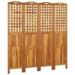 Solid Acacia Wood - 4 Panel Room Divider - 162 x 2 x 180cm