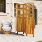 Solid Acacia Wood - 4 Panel Room Divider - 162 x 2 x 180cm