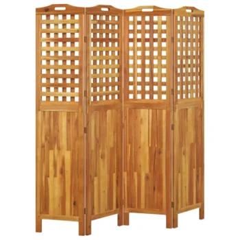 Solid Acacia Wood - 4 Panel Room Divider - 162 x 2 x 180cm