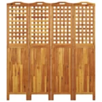 Solid Acacia Wood - 4 Panel Room Divider - 162 x 2 x 180cm