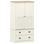 Wardrobe Solid Wood Pine - White - 90 x 55 x 176cm