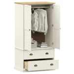 Wardrobe Solid Wood Pine - White - 90 x 55 x 176cm