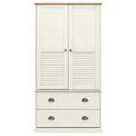 Wardrobe Solid Wood Pine - White - 90 x 55 x 176cm