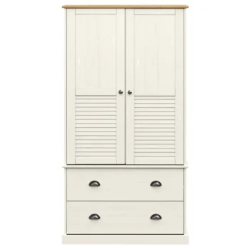 Wardrobe Solid Wood Pine - White - 90 x 55 x 176cm