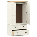 Wardrobe Solid Wood Pine - White - 90 x 55 x 176cm