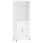 Modern Wooden Highboard - White - 69.5 x 34 x 180cm