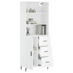 Modern Wooden Highboard - White - 69.5 x 34 x 180cm