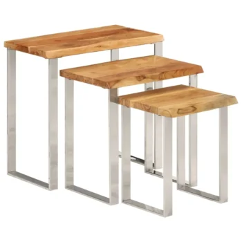 x3 Nesting Side Tables - Live Edge - Solid Acacia Wood