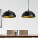 2 Semi-Spherical Ceiling Lamps - Height-Adjustable - Black Gold