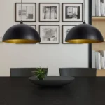 2 Semi-Spherical Ceiling Lamps - Height-Adjustable - Black Gold