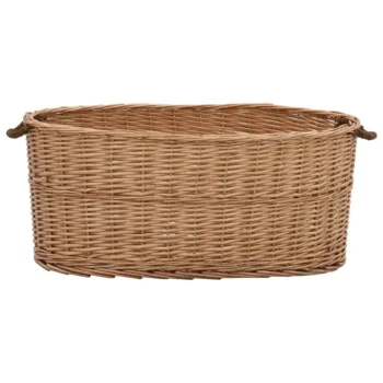 Natural Willow Firewood Basket With Carrying Handles - 78 x 54 x 34cm