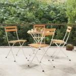 4 Folding Bistro Chairs - Acacia Wood - Steel