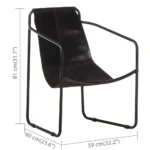 Vintage Style Real Leather Relaxing Chair - Black - 59 x 60 x 81cm