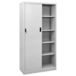 Steel Office Cabinet With Sliding Door - Light Grey - 90 x 40 x 180cm