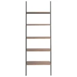 5 Tier Leaning Shelf - Dark Brown and Black - 64 x 34 x 185.5cm