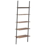 5 Tier Leaning Shelf - Dark Brown and Black - 64 x 34 x 185.5cm