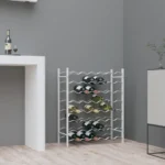 Wine Rack Holds 48 Bottles - White Metal Finish - 64 x 22 x 80cm