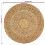 Round Hand-Braided Jute Rug - 120cm