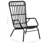 Garden Chair - Poly Rattan - Black - 75 x 53.5 x 90cm