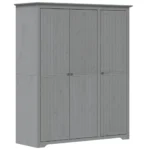 3 Door Bodo Wardrobe - Solid Pine Wood - Grey - 151.5 x 52 x 176.5cm