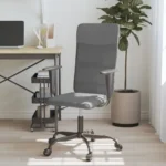 Height Adjustable Office Chair - Grey Mesh Fabric And Faux Leather