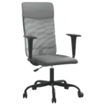 Height Adjustable Office Chair - Grey Mesh Fabric And Faux Leather