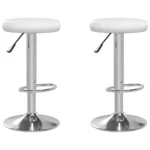 2 Adjustable Bar Stools - White Faux Leather - 31 x (58-78)cm