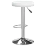 2 Adjustable Bar Stools - White Faux Leather - 31 x (58-78)cm