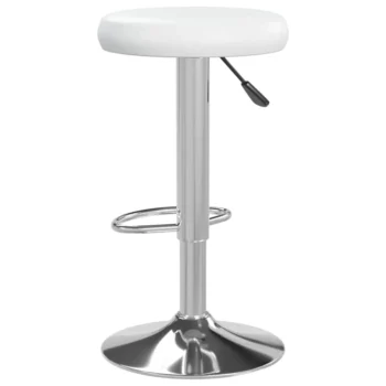 2 Adjustable Bar Stools - White Faux Leather - 31 x (58-78)cm