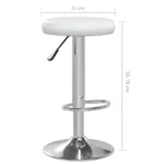 2 Adjustable Bar Stools - White Faux Leather - 31 x (58-78)cm